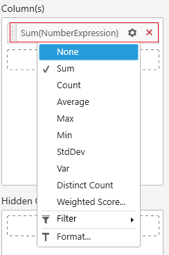 Aggregation functions for expression