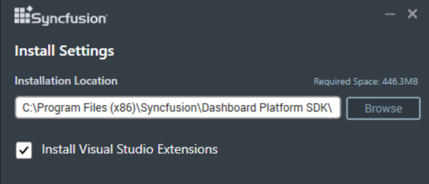 Installer window with VS Extension enabled