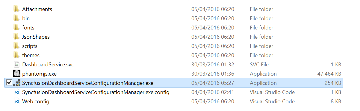 Dashboard Service Configuration
