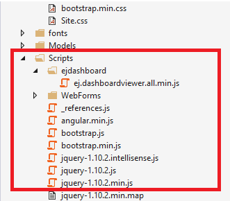 Scripts view in Solution Explorer