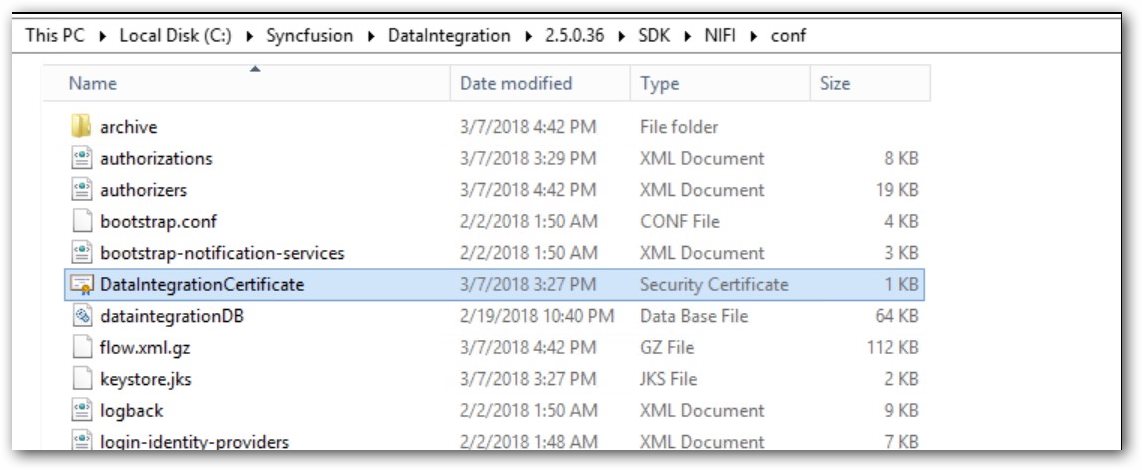 Configure ssl certificate in Data Integration Application