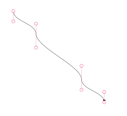 All bezier connector control points visible