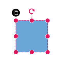 User handle aligned to top side at left position