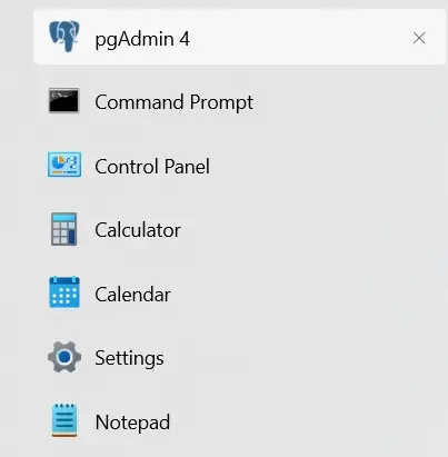Opening pgAdmin 4