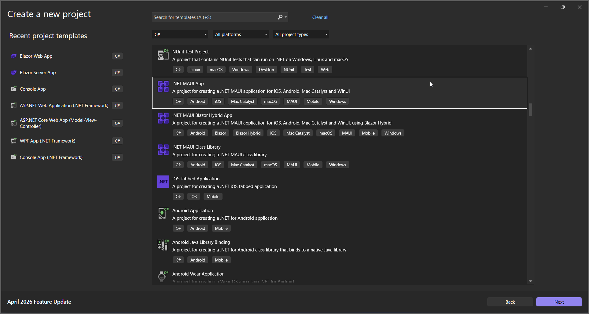 Create the MAUI app in Visual Studio