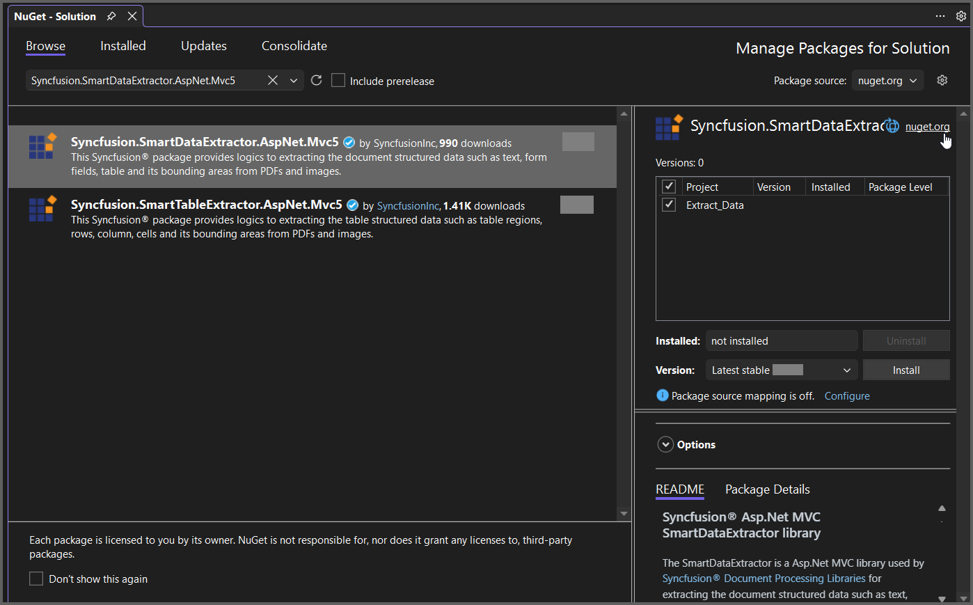 NuGet package installation
