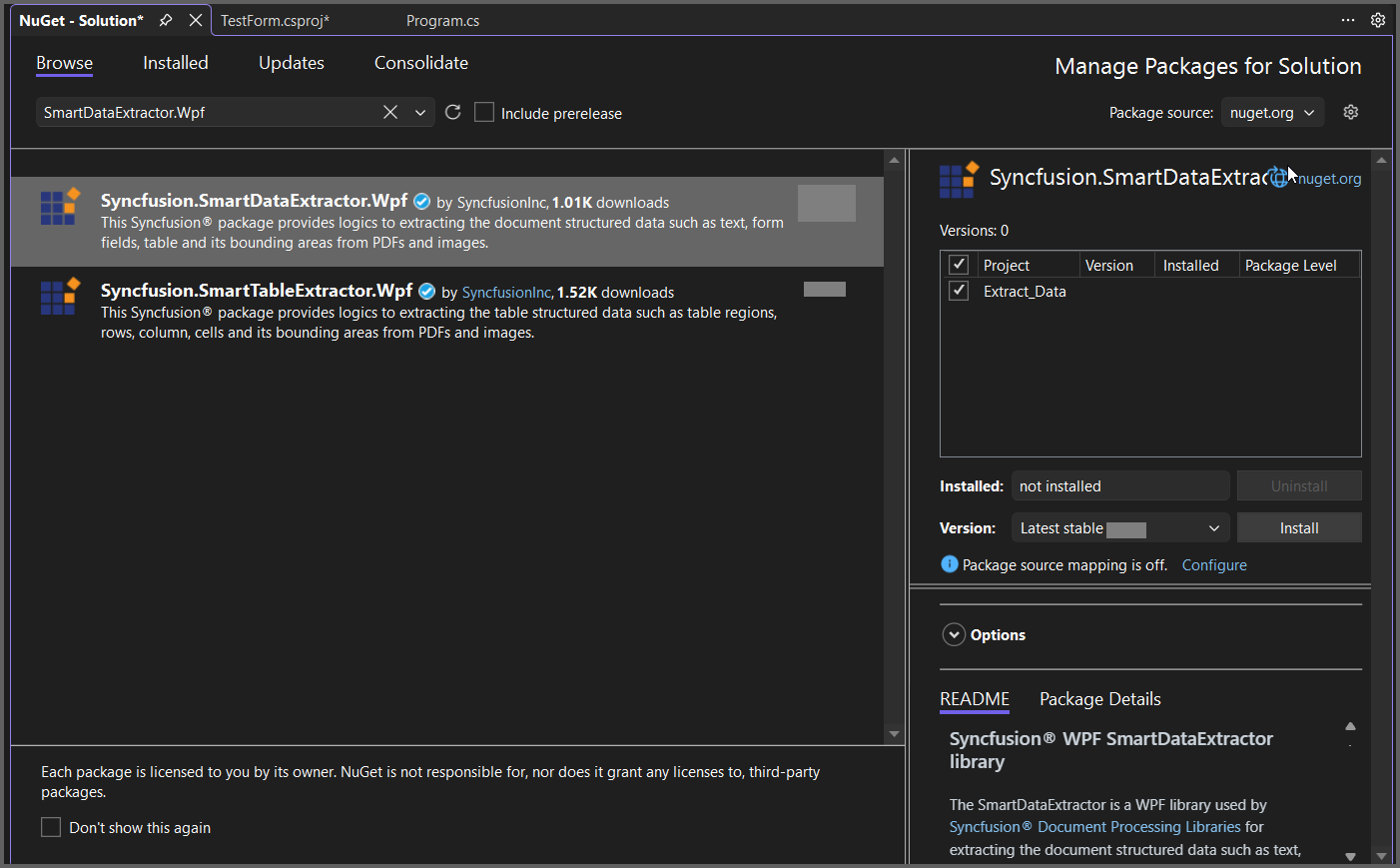 NuGet package installation