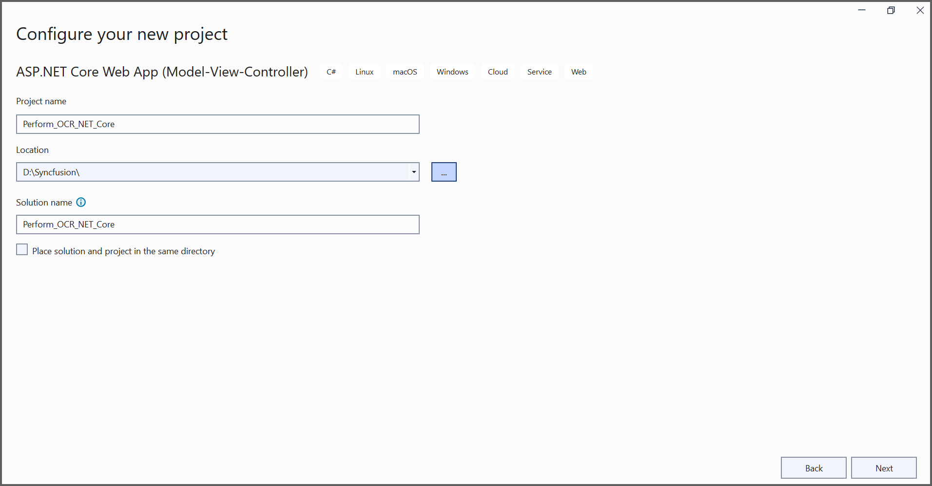 .NET Core sample creation step2