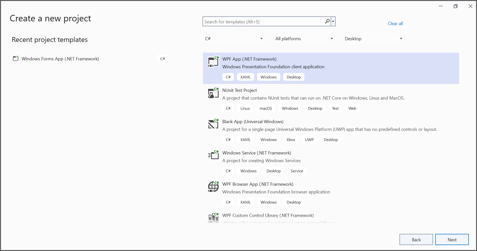 WPF application creation
