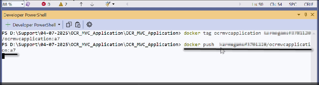 Push commands in docker file