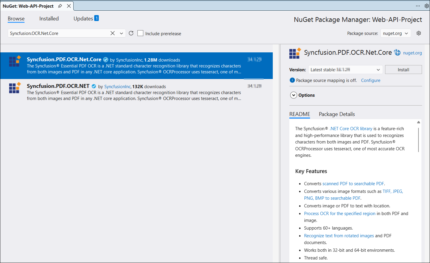 NuGet package installation