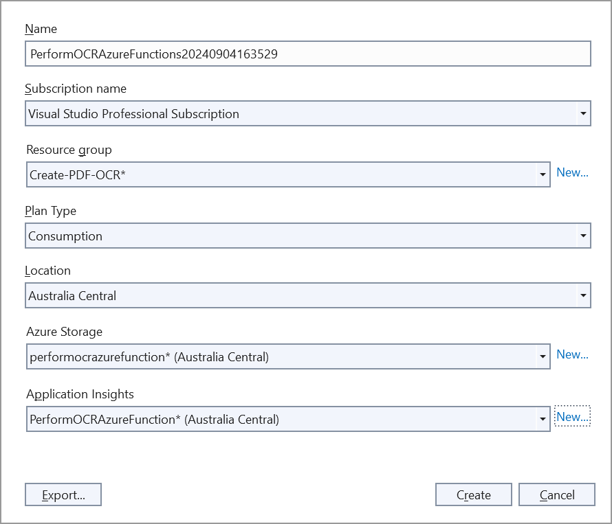 Click the create button