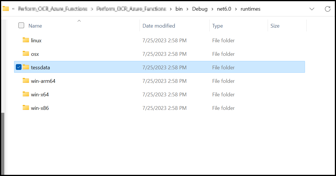 OCR Azure Functions Tessdata Path