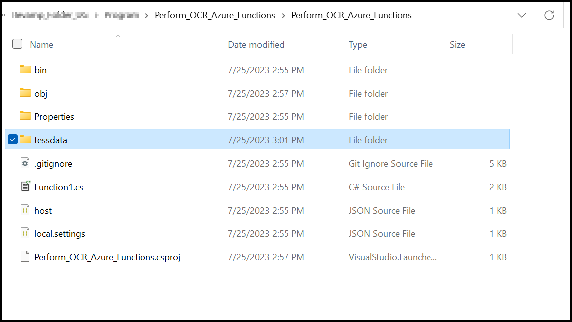 OCR Azure Functions Tessdata Store