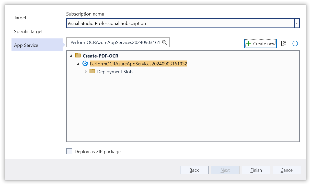 Click the finish button