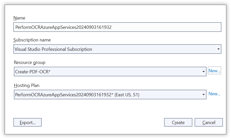 Click the create button