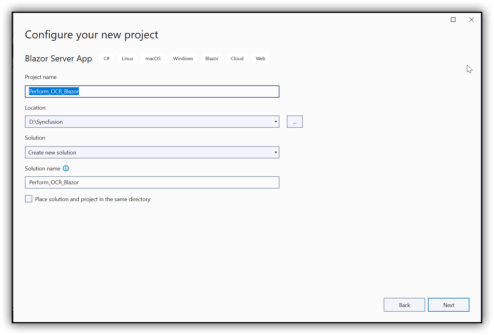 Blazor server project configuraion1