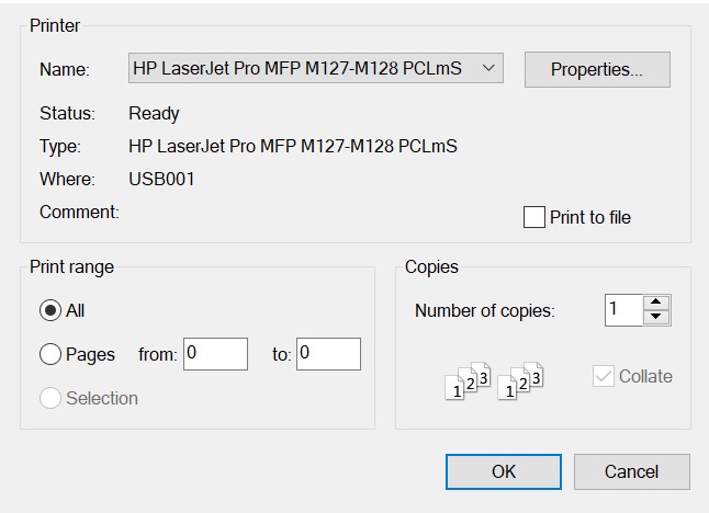 Printer settings