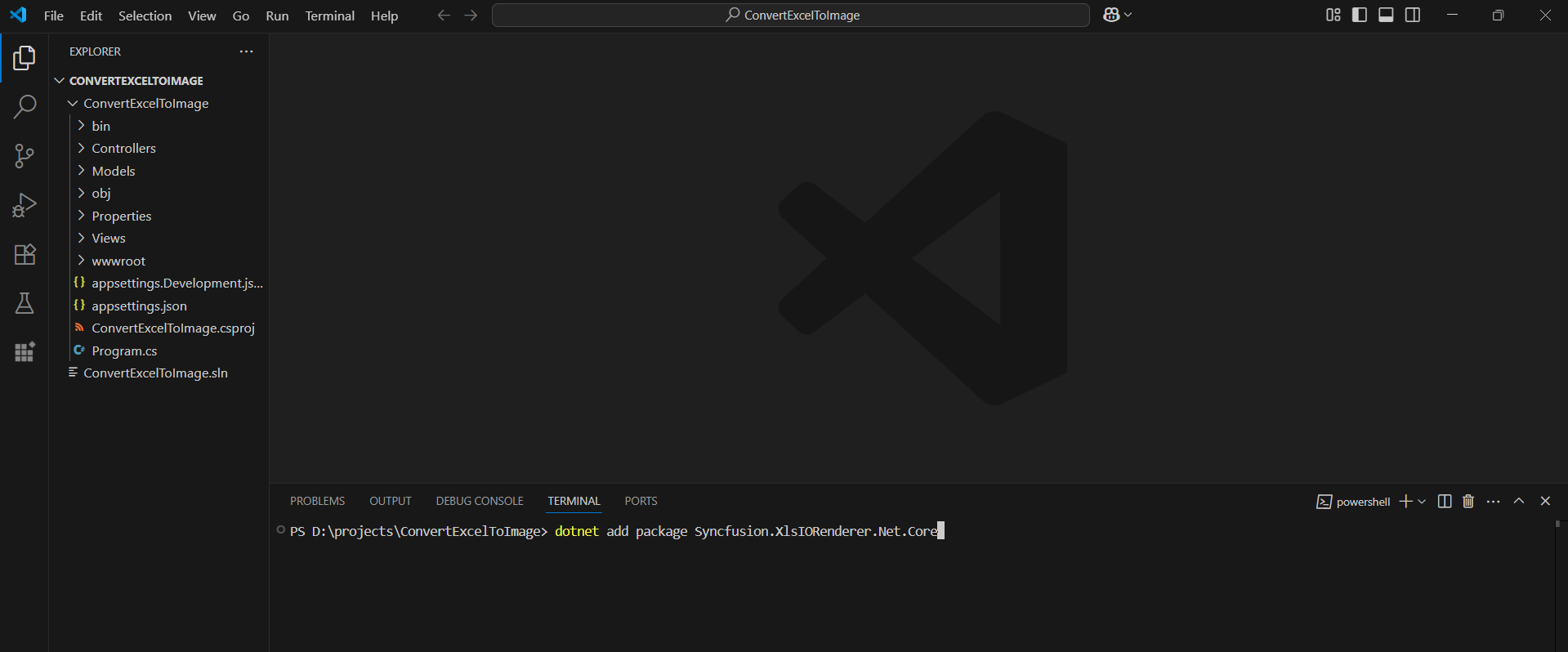 Add Syncfusion.XlsIORenderer.Net.Core NuGet package