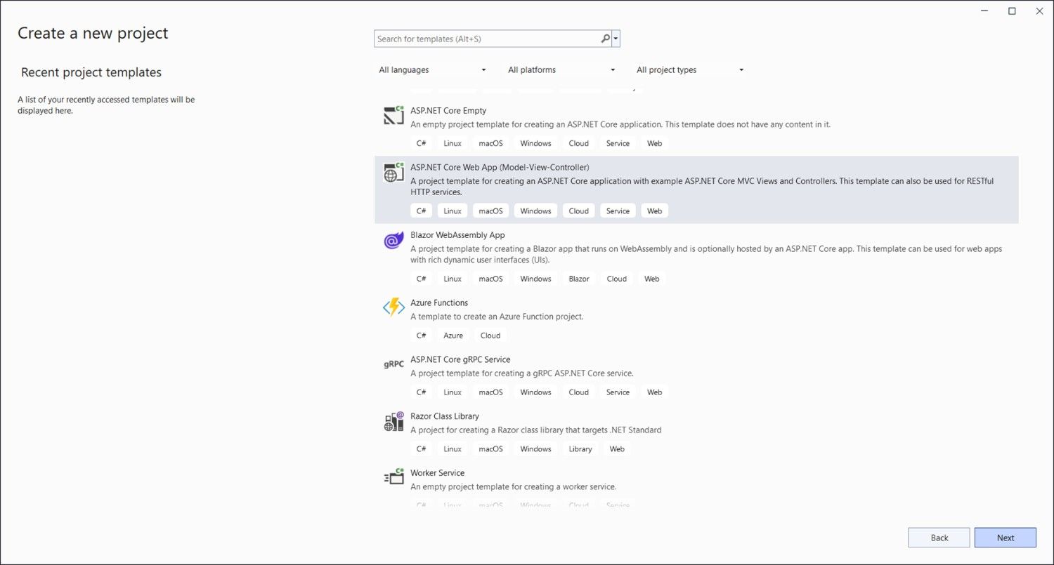 Create ASP.NET Core Web application in Visual Studio