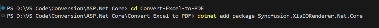 Install Syncfusion.XlsIORenderer.Net.Core NuGet Package