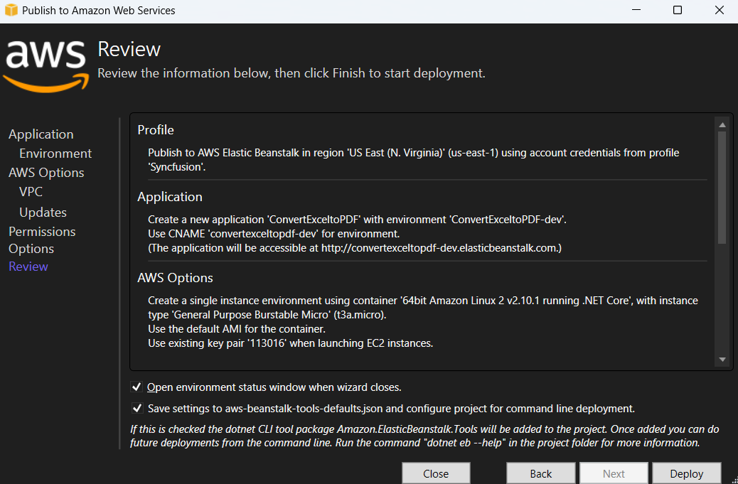 Deploy the sample in AWS Elastic Beanstalk
