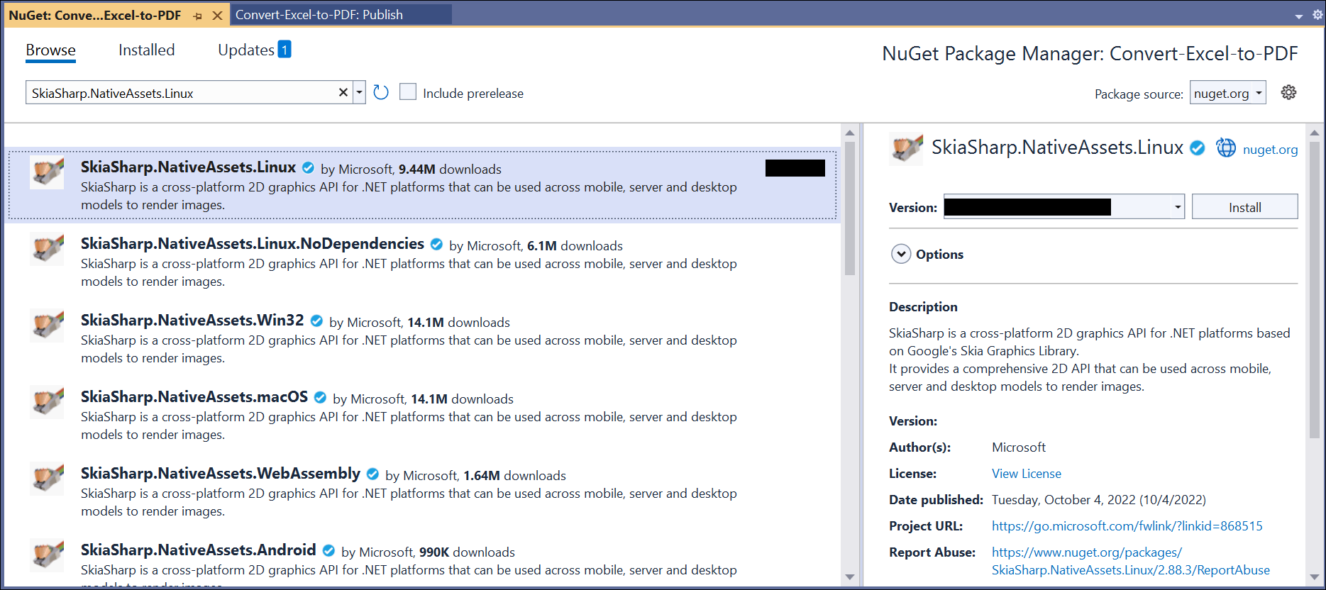 Install SkiaSharp NuGet Package
