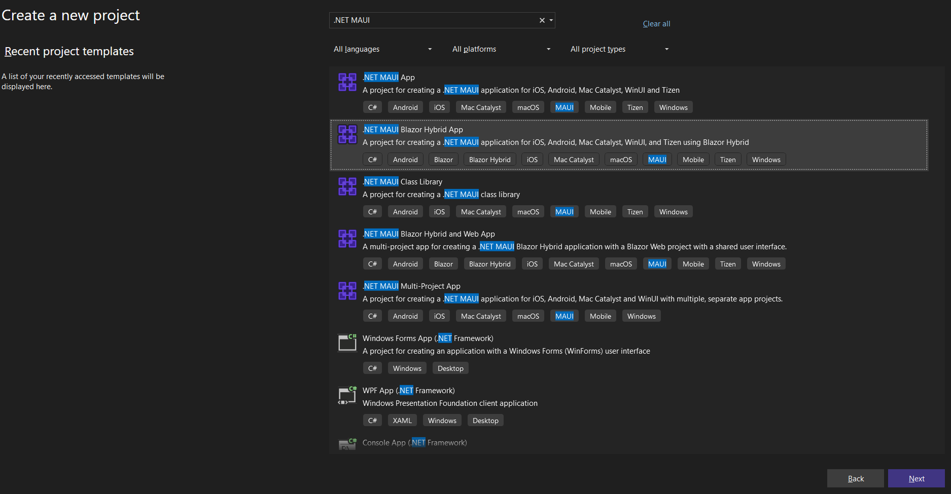 Create a .NET MAUI Hybrid application in visual studio