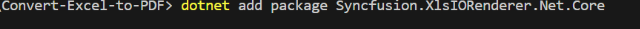 Install Syncfusion.XlsIORenderer.Net.Core Nuget Package