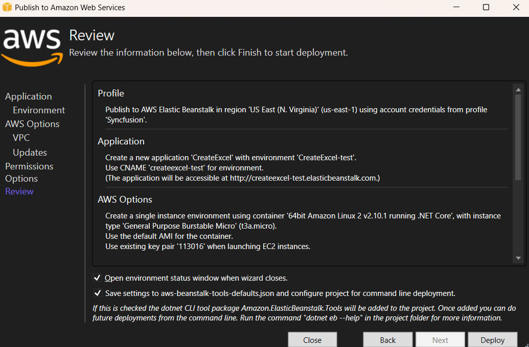 Deploy the sample in AWS Elastic Beanstalk