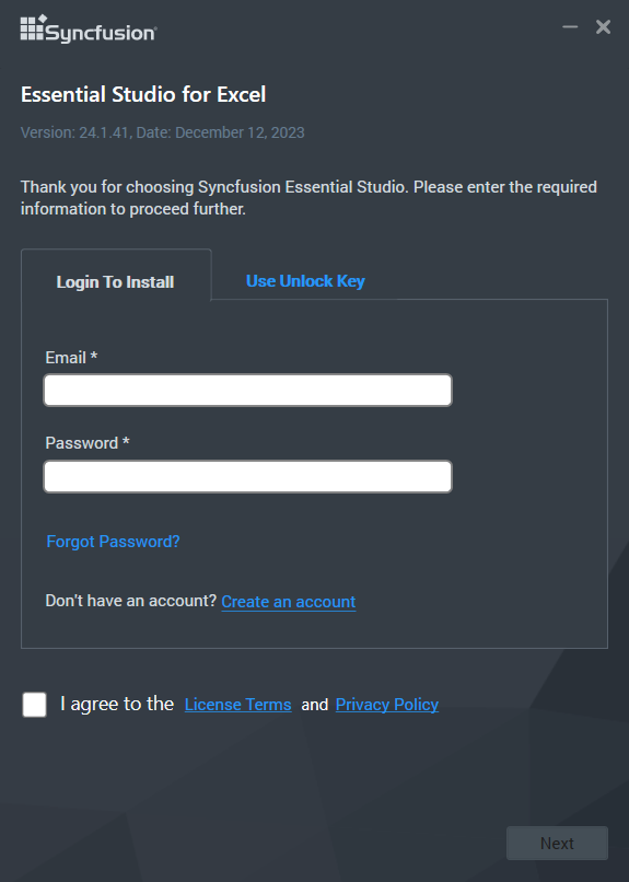Login credentials