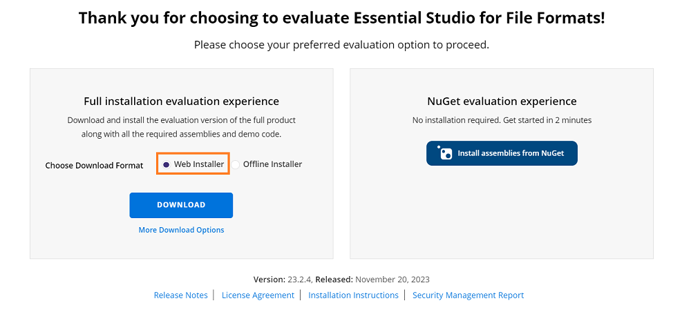 Trial and downloads of Syncfusion Essential Studio