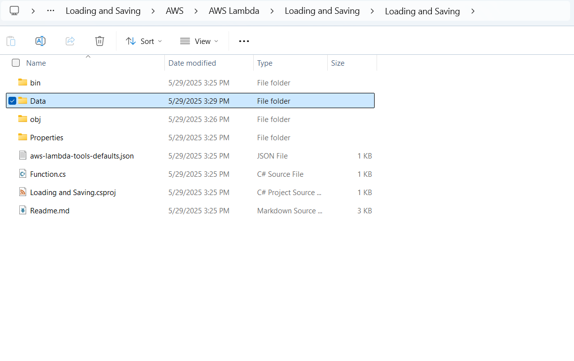 Create data folder