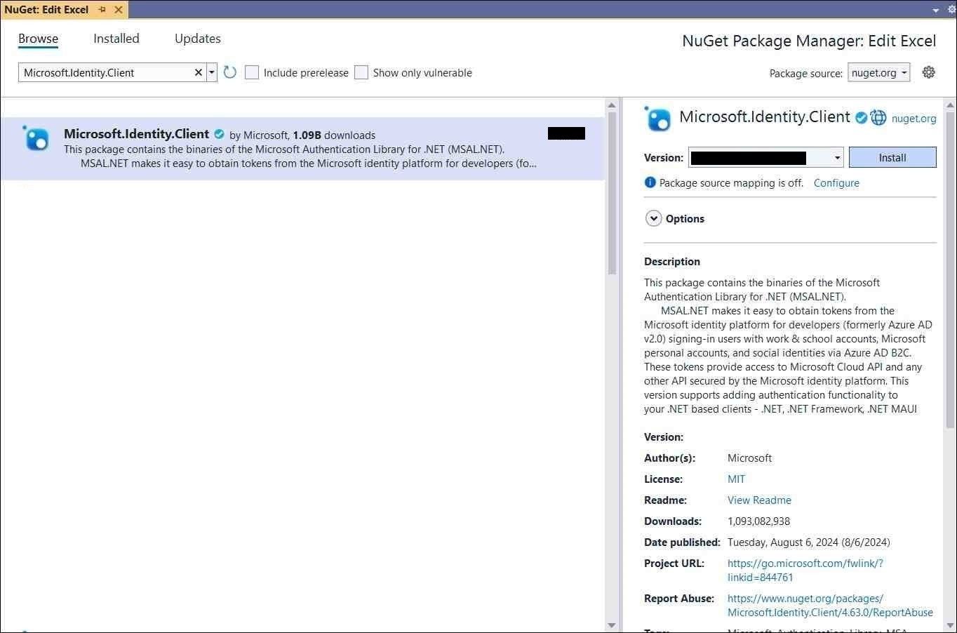 Install Microsoft.Identity.Client NuGet Package