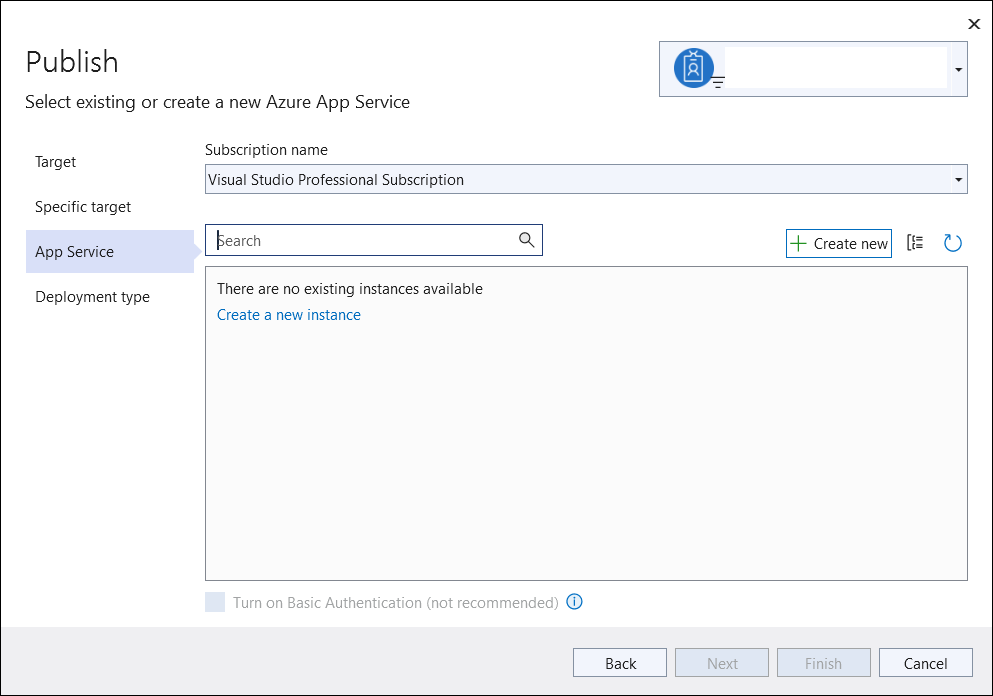 Click create new option
