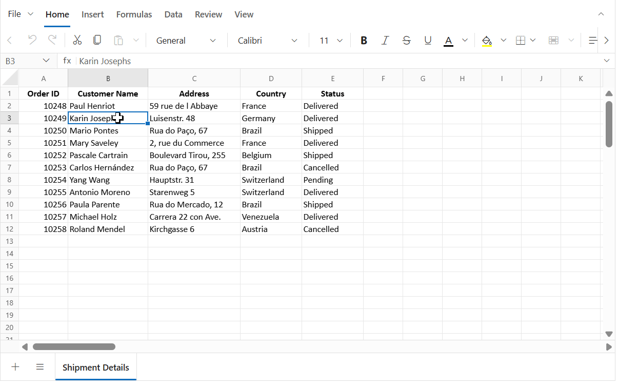 Adding a comment in Spreadsheet