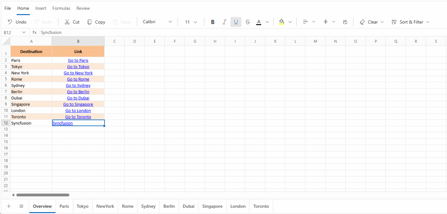Edit hyperlink using Ribbon