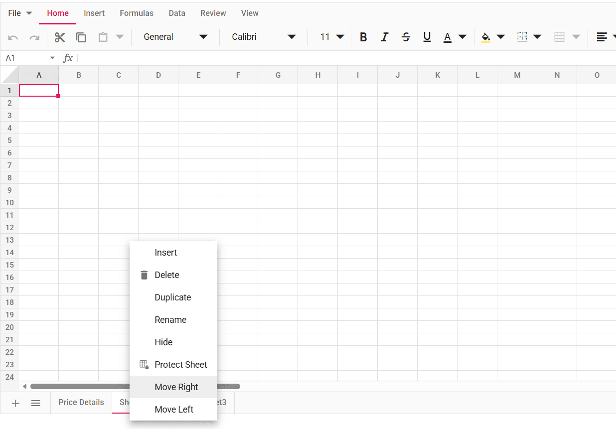 Move sheet tabs