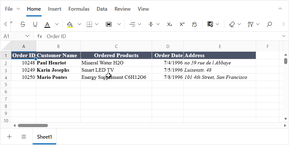 Subscript and superscript in Spreadsheet
