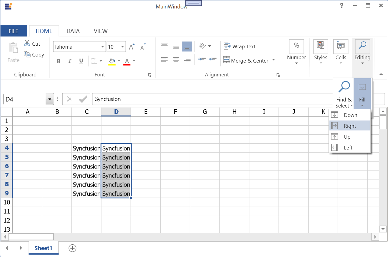 WPF Spreadsheet Fill