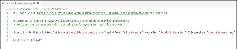 LicenseKeyValidation script