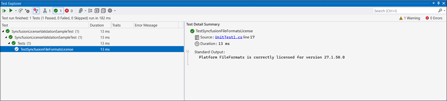 License Validation Success Message