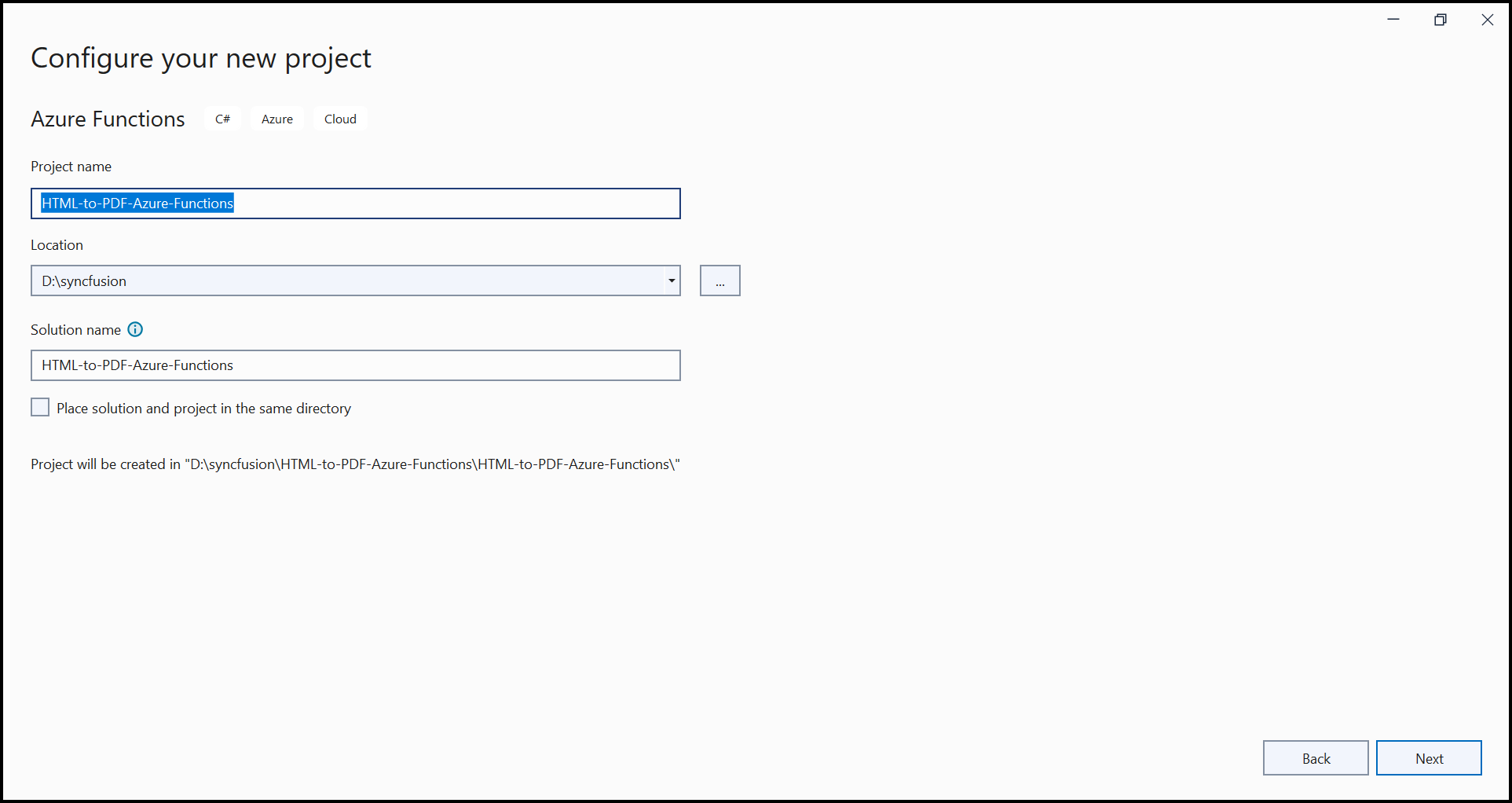 Convert HTMLToPDF Azure Functions Step2