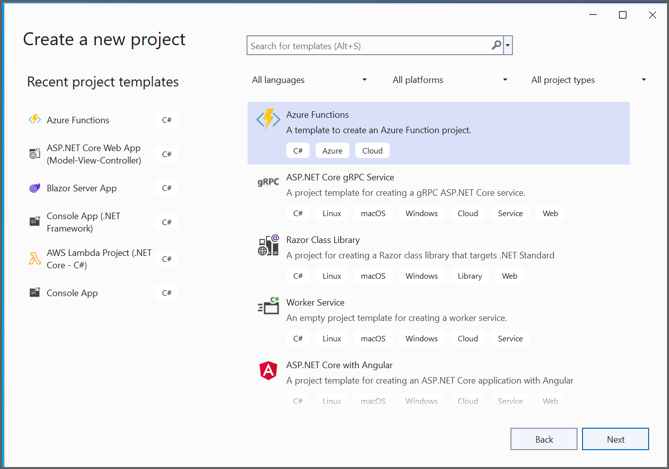 Create the Azure functions project.