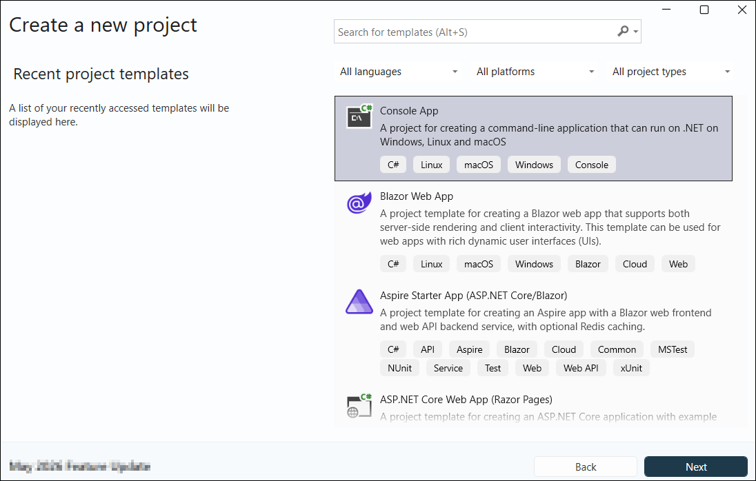 Create Console application