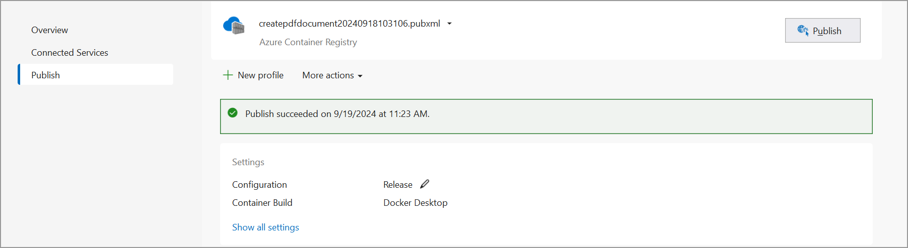 Publish has been succeeded