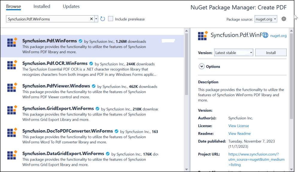 NET Framework NuGet package