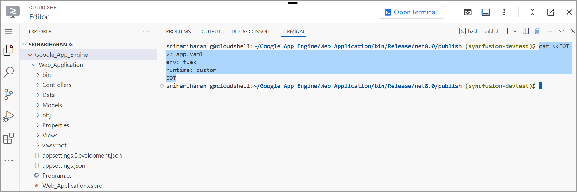 yaml file to publish
