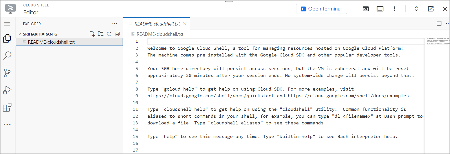 Open Editor in Cloud Shell