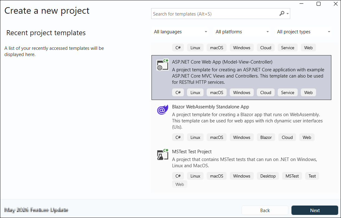 Create ASP.NET MVC Web application in Visual Studio